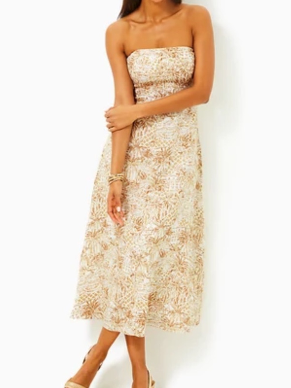 LILY PULITZER STRAPLESS LINEN MIDI- size 0